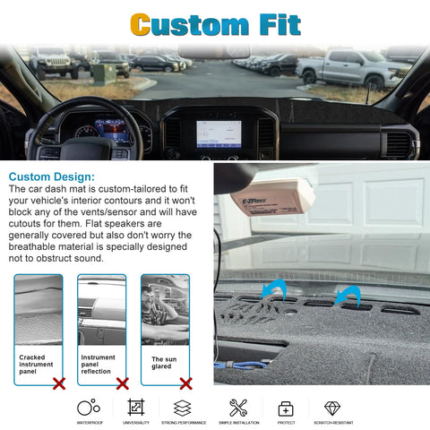 Dashboard Cover Pad Anti-Dirt Sunshield Protect Dash Mat For Ford F150 2021-2025