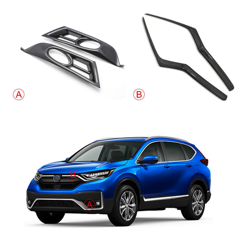 Carbon Fiber Look Headlight Eyelid Fog Light Frame Cover For Honda CRV 2017-2019