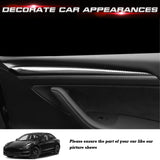 2X Carbon Fiber Pattern Door Side Trim Cover For Tesla Model 3 2021-2023 & Model Y 2020-up