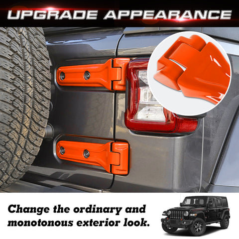 x xotic tech Rear Door Tailgate Hinge Cover Trim Compatible with Jeep Wrangler JL JLU 2018-up, Spare Tire Bracket Liftgate Exterior Accessories Decoration(4Pcs)