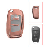 Keyless Remote Soft Key Fob Cover Case For Audi A1 A3 Q7 Q5 Q3[Black\Blue\Red\Rose Gold\Silver]