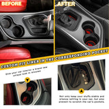 Car Anti-dust Mats Cup Holder Inserts, Door Pocket Center Console Liners Mat Custom Fits + Climate Control Knob Covers Accessories Compatible With Dodge Challenger 2015-2023 (Red, 14pcs)