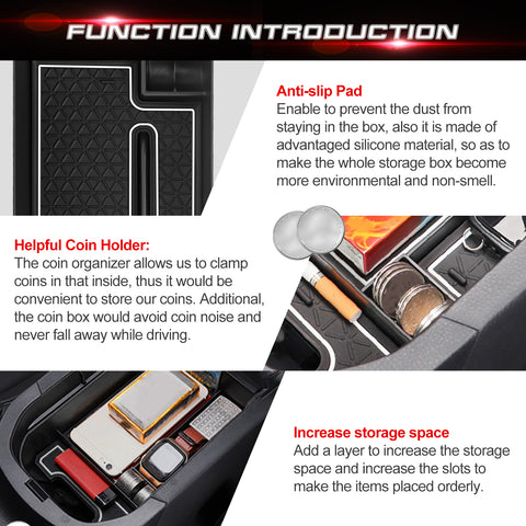 Anti-slip Armrest Secondary Storage Tray Organizer For Toyota RAV4 2019-2023