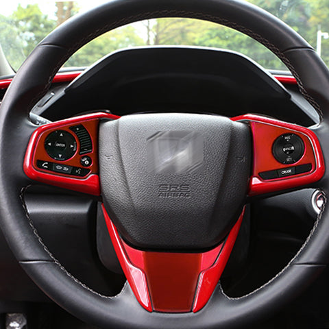 Red ABS Inner Steering Wheel Gear Shift Lever Cover Trim For Honda Civic 2016-21