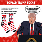 2 Pair Trump American Flag Presidential Election Patriot Print Cotton Crew Socks