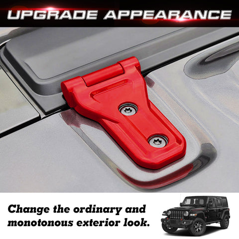 x xotic tech Front Engine Hood Hinge Cover Trim Decoration Exterior Accessories Compatible with Jeep Wrangler JL JLU 2018-up & Gladiator JT Truck 2020-up (2Pcs)