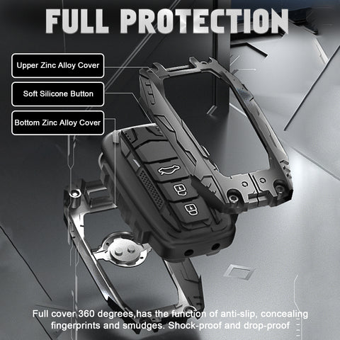 x xotic tech Mech Style Heavy Metal Key Fob Cover Compatible with Toyota Venza Sienna Tundra RAV4 Land Cruiser Corolla Highlander Camry, Zinc Alloy Key Case Protector Shell Keychain(E-Style)