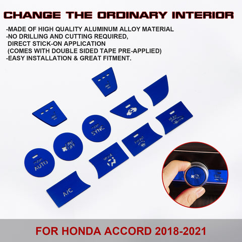 Red Aluminum Center Console Dashboard Switch Cover Trim For Honda Accord 2018-21