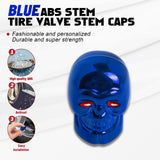 x xotic tech Skull Tire Valve Stem Caps 8Pcs ABS Tire Valve Cap Set, Corrosion Resistant Air Leakproof Universal Stem Covers for Cars Trucks Motorcycles SUVs and Bikes (Blue)