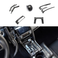 Carbon Fiber Black Gear Shift Side Upper Panel Cover Trim For Honda Civic 16-21