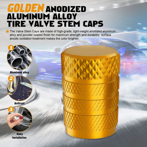 Xotic Tech 4pcs Tire Valve Stem Cover Caps Anodized Aluminum Alloy, Corrosion Resistant Leak-Proof Wheel Valve Cap Set Exterior Accessories, Universal for Cars Trucks Motorcycles SUVs and Bikes