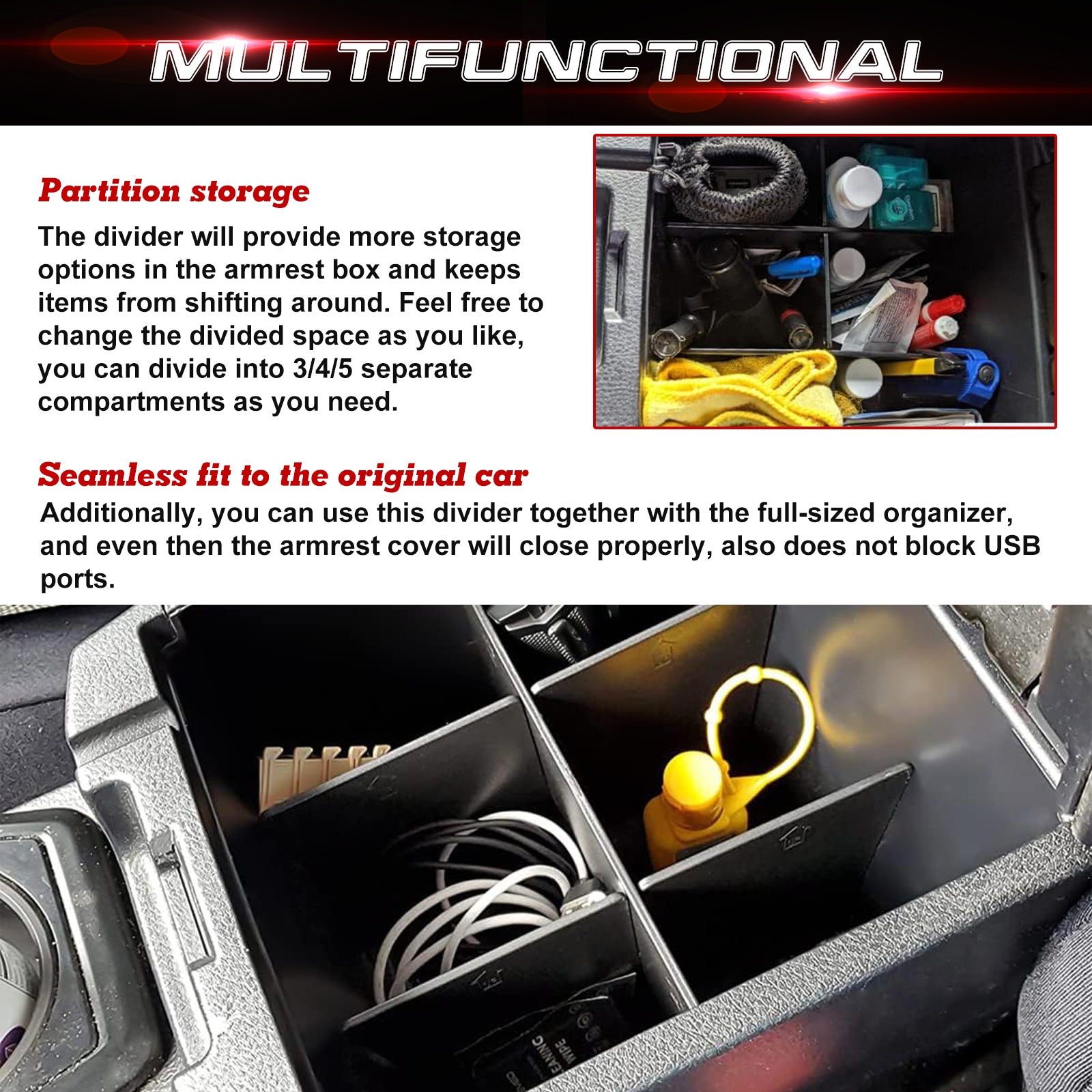 Glove Box Organizer Divider Insert For 2024-2025 Toyota Tacoma – ABS Tray