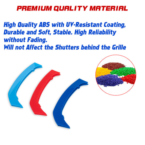 Tri-Colored Front Kidney Grille Strips Clip Cover For BMW 3 Series GT 2013-2020