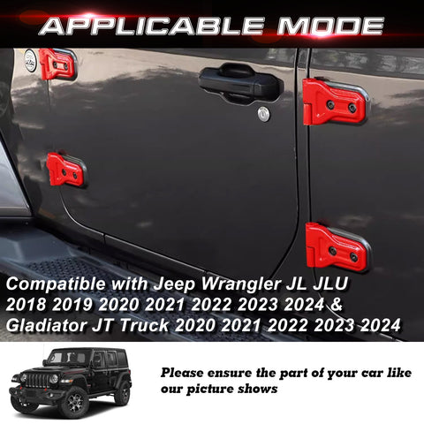 x xotic tech Door Hinge Cover Trim Decoration Exterior Accessories Compatible with Jeep Wrangler JL JLU 2018-up & Gladiator JT Truck 2020-up (8Pcs)