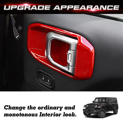 x xotic tech Door Handle Bowl Cover Decor Trim for Jeep Wrangler JL JLU 2018-up Gladiator JT 2020-up Interior Accessories(4Pcs)