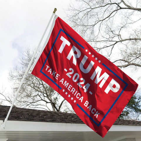 Trump 2024 Flag, Double Sided 3 Ply Heavy Duty Red Take America Back Flag 3x5FT Flag Banner for Outside with 2 Brass Grommets UV Protection Fade Resistant for Indoor Outdoor Decorations