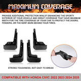 x xotic tech 4PCS Car Front & Rear Mud Flap Splash Guards Fender Flare Mudguard Dirt Slush Trap Protector w/Hardware Accessories Compatible with Honda Civic 2022 2023 2024 2025