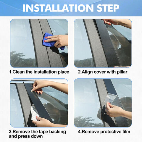 For 2016-2023 Chevrolet Malibu 6PCS Black Pillar Posts Door Trim Piano Cover Kit