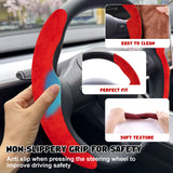 Xotic Tech Custom Fit Steering Wheel Wrap Protector Cover Accessories w/Non-Slip Comfortable Grip Function For Men/Women, Compatible with Tesla Model 3 Model Y 2017-2024