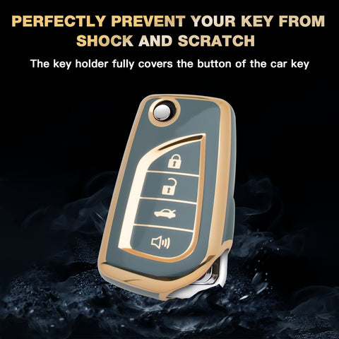 Set TPU Full Protect Folding Key Fob Cover For Toyota Camry LE 2018-2019