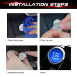 Aluminum Keyless Start Engine Stop Push Button Stickers Cover Trim Compatible with BMW 1 2 3 4 X1 Series F20 F22 F30 F32 F48 (Blue)