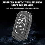 Glossy Carbon Fiber Style Remote Key Fob Shell+ Keychain For Jeep Grand Cherokee Compass