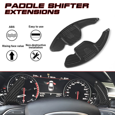 Carbon Fiber Black Steering Wheel Paddle Shifter Extension For Audi A4 A5 A6 A7