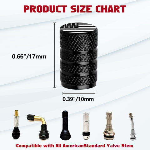 4pcs American Flag Tire Valve Stem Cover Caps Anodized Aluminum Alloy, Corrosion Resistant Leak-Proof Wheel Valve Cap Set, Universal for Cars Trucks Motorcycles SUVs