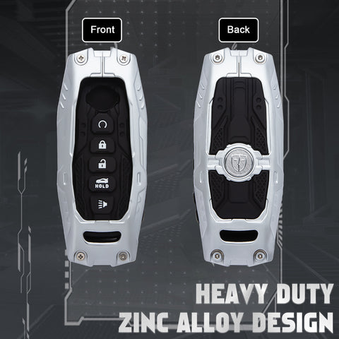 x xotic tech Mech Style Heavy Metal Key Fob Cover Compatible with Nissan Kicks Sentra Versa Rogue Pathfinder 2023 2024 2025, Zinc Alloy Key Case Protector Shell Keychain