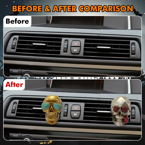 Skull Car Air Fresheners Vent Clips for Halloween Car Interior Decorations