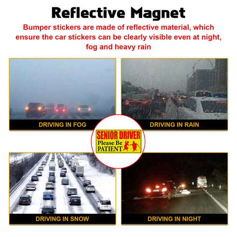 x xotic tech Elderly Driver Car Magnet Reflective Senior Driver Magnet Signs for Car Old People Gag Gifts Yellow Sign Magnetic Bumper Sticker for Grandma Grandpa