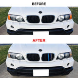 Tri-Colored Front Center Kidney Grille Strips Clip Cover For BMW X5 E53 1999-03