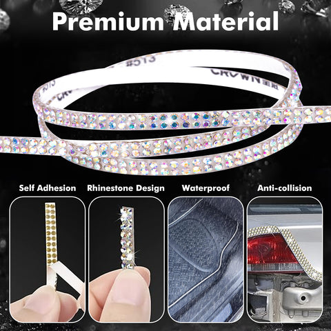 16.4 Ft Rhinestone Auto Dashboard Line Self Adhesive Molding Sticker Trim Strips