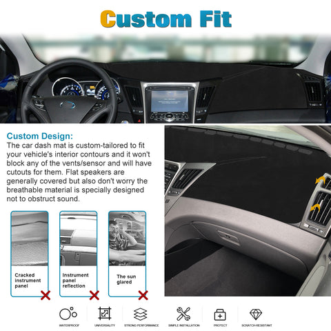 Soft Suede Dashboard Pad Sunshield Protector Mat Custom Fit Sonata 2011-2014