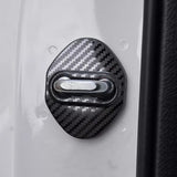 Carbon Fiber Black Door Lock Lock-stitch Cover Trim For Honda Toyota Subaru Mazda