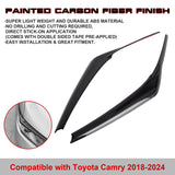 2X Carbon Fiber Pattern Headlamp Eyelid Strip Cover Trim For Toyota Camry 2018-up LE XLE SE XSE Hybrid All Models