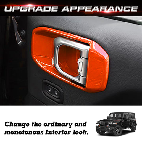 x xotic tech Door Handle Bowl Cover Decor Trim for Jeep Wrangler JL JLU 2018-up Gladiator JT 2020-up Interior Accessories(4Pcs)