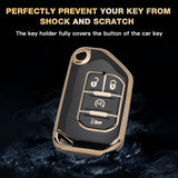 Green TPU Full Cover Folding Remote Key Fob Cover For Jeep Wrangler JLU 2018-22