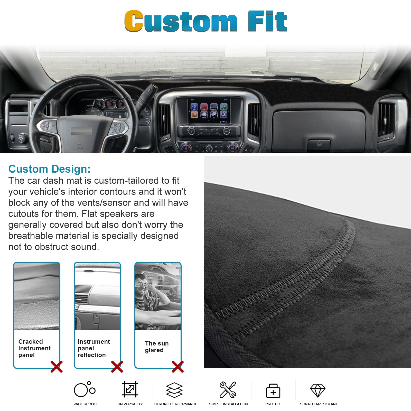 Dashboard Dash Mat Cover Suede Pad Interior Instrument Panel Car
