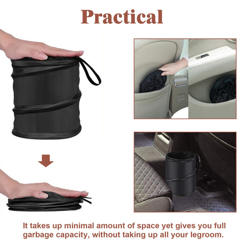 Automotive Portable Large Trash Can Garbage Holder Container Waste Basket Bin