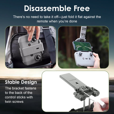 x xotic tech No Disassembly Tablet Holder Compatible with RC-N1/RC-N2/RC-N3 Controller of DJI Flip/Neo/Mini 4K/ 2 SE/Air 3/ Mini 3/4 Pro, Foldable Smartphone Ipad Stand Mount Holder Bracket Lanyard