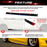 Front Bumper Lip Chin Spoiler+ 2.2M Side Skirt Winglets Diffusers+ Adjustable 10"-13" Support Rod Compatible with Honda Accord Civic or VW MK5 MK6 MK7 or Kia Optima, Glossy Black w/Blue