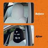 Xotic Tech Car Funny Decoration Spoof Balaclava Face Headrest Cover, Scary Bank Robber Costume Front Seat Head Rest Protector, Halloween Bandit Mask Auto Accessories Universal for Most Car-White