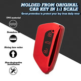 Red TPU Key Fob Shell Full Cover Case, Compatible with Volkswagen Golf 8 ID.4 MK8 Seat Leon MK4 Skoda Octavia Smart Keyless Entry Key