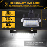 x xotic tech LED License Plate Lights Tag Lamps Replacement Compatible with Toyota Camry Highlander Prius C Avalon Yaris, Error Free 6000K Xenon White, 2Pcs