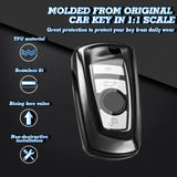 Key Fob Cover Soft TPU Key Shell Case Car Smart Remote Key Protector Fit for BMW 1 3 5 6 7 Series X1 X3 X4 X5 X6, Black