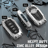 x xotic tech Mech Style Heavy Metal Key Fob Cover Compatible with Toyota Venza Sienna Tundra RAV4 Land Cruiser Corolla Highlander Camry, Zinc Alloy Key Case Protector Shell Keychain(E-Style)