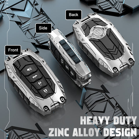 x xotic tech Mech Style Heavy Metal Key Fob Cover Compatible with Toyota Venza Sienna Tundra RAV4 Land Cruiser Corolla Highlander Camry, Zinc Alloy Key Case Protector Shell Keychain(E-Style)