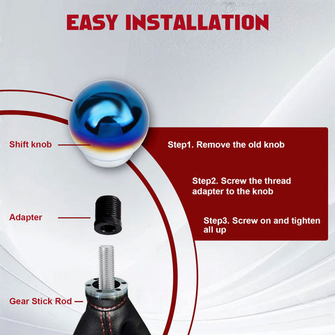 Universal Burnt Blue Alloy Round Ball Shape Car Gear Shift Knob Shifter Lever
