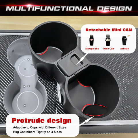 Car Cup Holder Door Armrest Storage Box Organizer Pkg For Tesla Model 3 2021-23